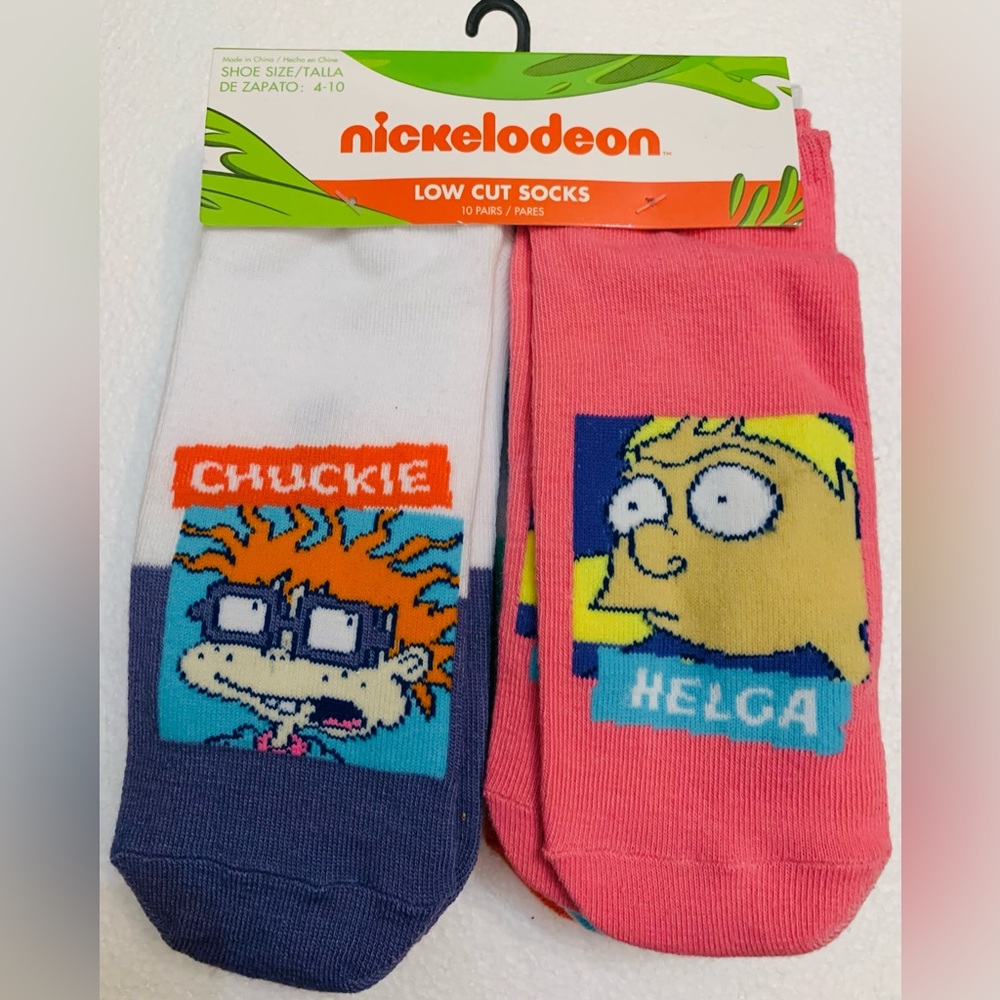 Nickelodeon Women's Low-Cut Socks, 10-Pack, Shoe Size 4-10 Rugrats, CatDog etc